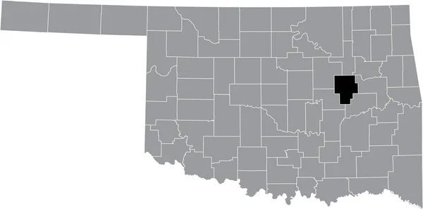 Černá Zvýrazněná Mapa Umístění Okmulgee County Šedé Administrativní Mapě Federálního — Stockový vektor