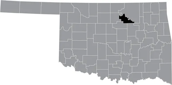 Abd Nin Oklahoma Eyaletinin Gri Idari Haritasında Pawnee Ilçesinin Siyah — Stok Vektör