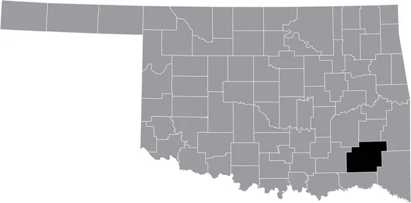 Zwart Gemarkeerde Kaart Van Locatie Van Pushmataha County Grijs Administratieve — Stockvector