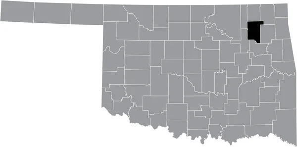 Black Podkreślił Mapę Lokalizacji Rogers County Wewnątrz Szarej Mapy Administracyjnej — Wektor stockowy