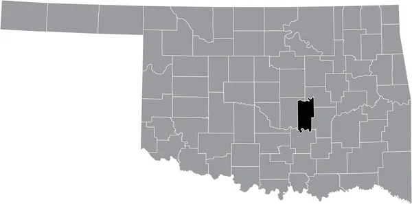 美国俄克拉荷马州灰度行政地图内的塞米诺尔县黑点位置图 — 图库矢量图片