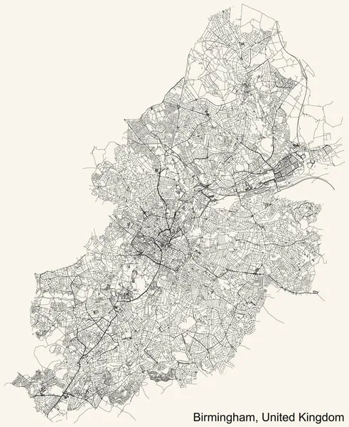 Detailed Navigation Urban Street Roads Map Vintage Beige Background English — Stock Vector