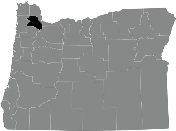 Czarny Podkreślono Mapę Lokalizacji Washington County Wewnątrz Szarej Mapy Administracyjnej — Wektor stockowy