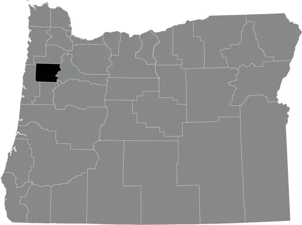 Abd Nin Oregon Eyaletinin Gri Idari Haritasında Polk County Nin — Stok Vektör