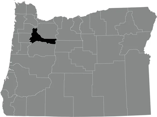 Abd Nin Oregon Eyaletinin Gri Idari Haritasında Marion County Nin — Stok Vektör