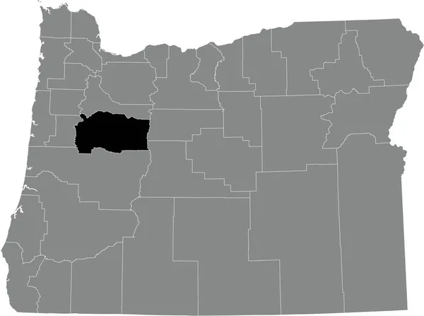 Zwarte Gemarkeerde Locatiekaart Van Linn County Grijze Administratieve Kaart Van — Stockvector