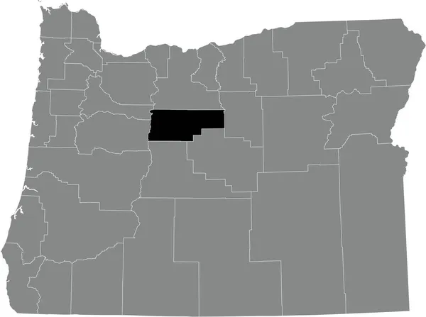 美国俄勒冈联邦州灰色行政地图内杰斐逊县的地图 — 图库矢量图片