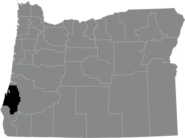 Abd Nin Oregon Eyaletinin Gri Idari Haritasında Coos County Nin — Stok Vektör