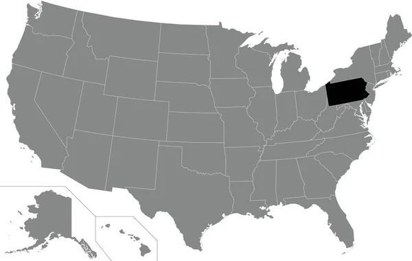 Mappa Amministrativa Dello Stato Federale Della Pennsylvania All Interno Della — Vettoriale Stock