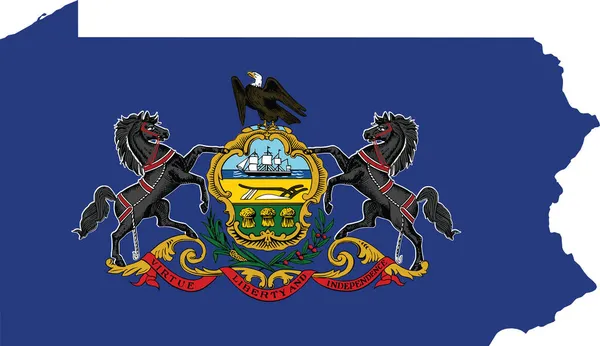 Απλή Επίπεδη Σημαία Διοικητικό Χάρτη Της Ομοσπονδιακής Πολιτείας Της Πενσυλβάνια — Διανυσματικό Αρχείο