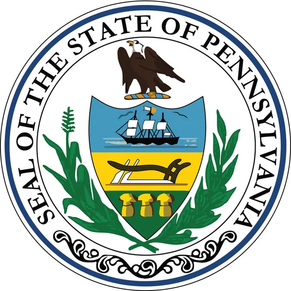 Offizielle Aktuelle Vektor Großes Siegel Des Bundesstaates Pennsylvania Usa — Stockvektor