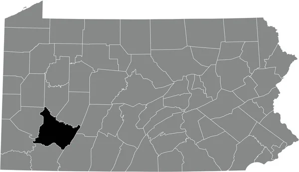ペンシルベニア州連邦政府の灰色の行政地図の中でウェストモアランド郡の黒いハイライトされた場所の地図 — ストックベクタ