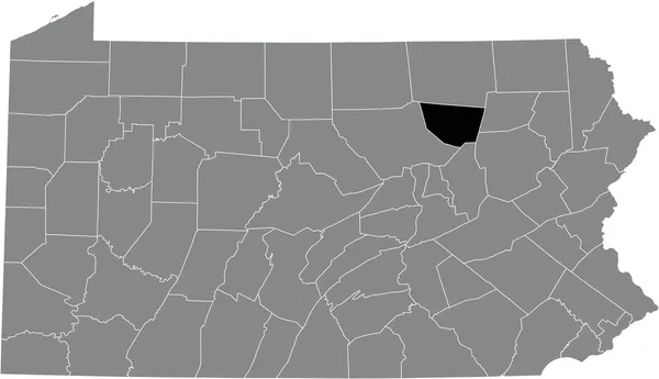 ペンシルベニア州連邦政府の灰色の行政地図の中にあるサリヴァン郡の黒いハイライトされた位置図 — ストックベクタ
