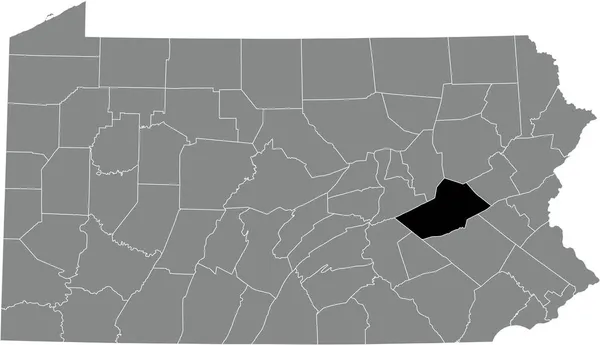 Schwarz Hervorgehobene Lagekarte Des Schuylkill County Innerhalb Der Grauen Verwaltungskarte — Stockvektor