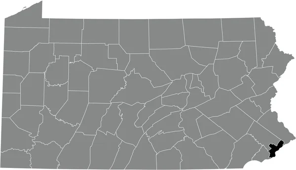 Mappa Dettagliata Nera Della Contea Philadelphia All Interno Della Mappa — Vettoriale Stock