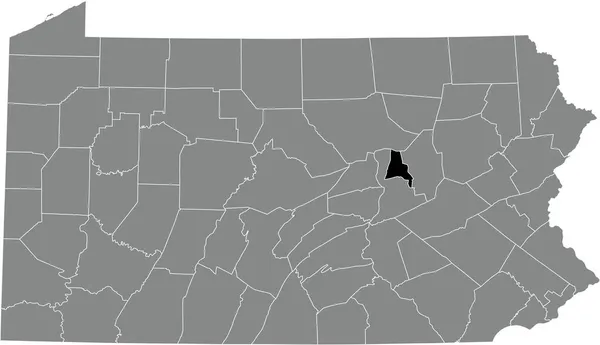 ペンシルベニア州 米国の連邦政府の灰色の行政地図の中でモンツアー郡の黒いハイライト位置マップ — ストックベクタ