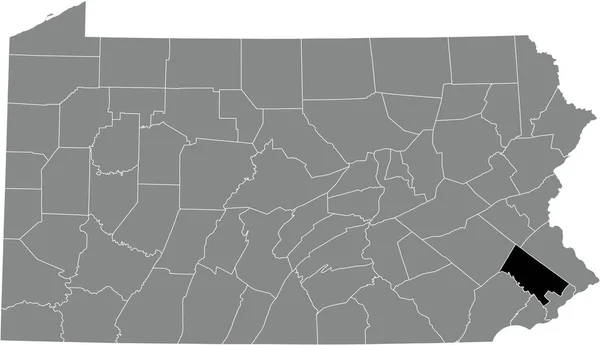 モントゴメリー郡の黒いハイライトされた場所地図ペンシルベニア州の灰色の行政地図 アメリカ — ストックベクタ