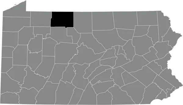 Abd Nin Pennsylvania Eyaletinin Gri Idari Haritasında Mckean Ilçesinin Siyah — Stok Vektör