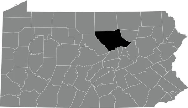 Schwarz Hervorgehobene Lagekarte Des Lycoming County Innerhalb Der Grauen Verwaltungskarte — Stockvektor