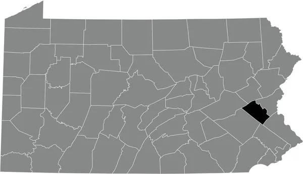 美国宾夕法尼亚联邦州灰色行政地图内的莱赫郡的黑点位置图 — 图库矢量图片