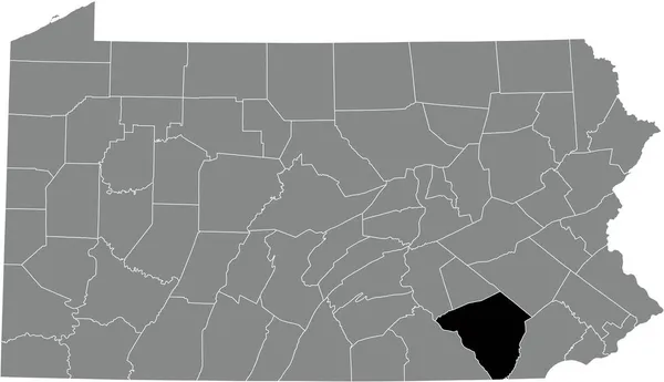 Pennsylvania Federal Eyaleti Nin Gri Idari Haritasında Lancaster Lçesi Nin — Stok Vektör