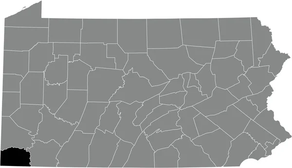 Abd Nin Pennsylvania Eyaletinin Gri Idari Haritasında Greene County Nin — Stok Vektör