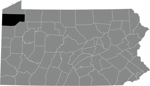 Abd Pennsylvania Federal Eyaleti Nin Gri Idari Haritasında Crawford County — Stok Vektör