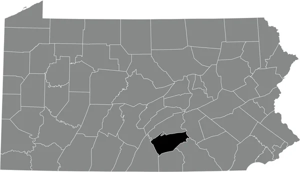 美国宾夕法尼亚联邦州灰色行政地图内坎伯兰县的黑色醒目位置地图 — 图库矢量图片