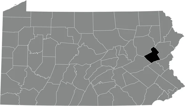 美国宾夕法尼亚联邦州灰色行政地图内碳县的黑色突出显示位置图 — 图库矢量图片