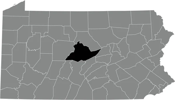 米国ペンシルベニア州連邦政府の灰色の行政地図の中のセンター郡の黒いハイライトされた場所の地図 — ストックベクタ