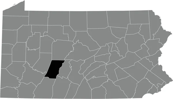 Zwart Gemarkeerde Kaart Van Locatie Van Cambria County Grijs Administratieve — Stockvector