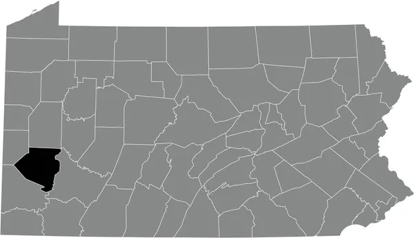 Černá Zvýrazněná Mapa Umístění Okresu Allegheny Šedé Administrativní Mapě Federálního — Stockový vektor