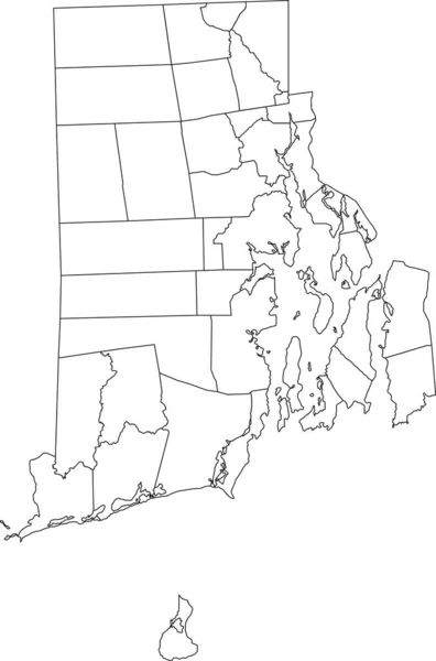 Vit Blank Vektor Administrativ Karta Över Den Federala Delstaten Rhode — Stock vektor