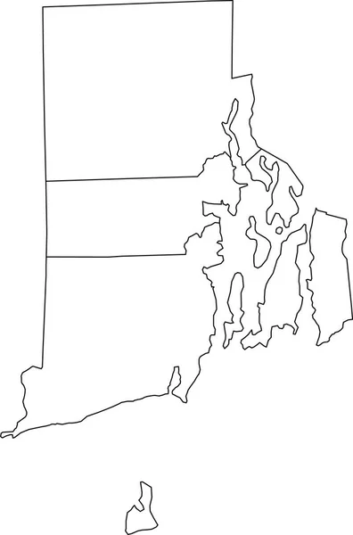 White Blank Vector Administrative Map Federal State Rhode Island Usa — Vettoriale Stock