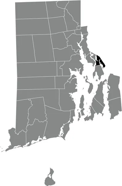 Abd Nin Rhode Island Eyaletinin Gri Idari Haritasında Warren Siyah — Stok Vektör