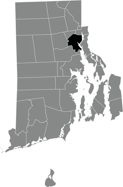 Černá Zvýrazněná Mapa Providence Šedé Administrativní Mapě Federálního Státu Rhode — Stockový vektor