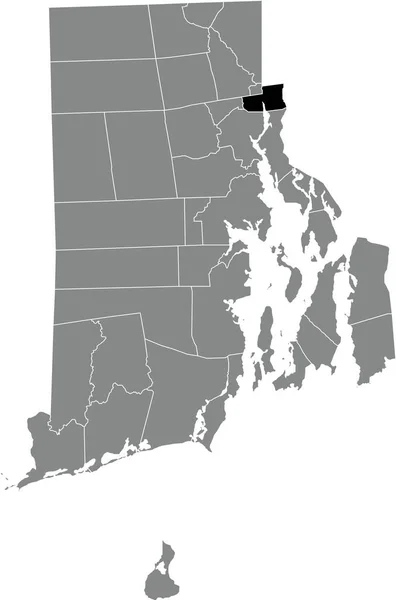 Černá Zvýrazněná Mapa Umístění Pawtucketu Šedé Administrativní Mapě Federálního Státu — Stockový vektor