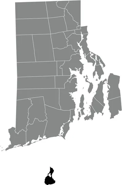 アメリカのロードアイランド州の灰色の行政地図の中のニューショアムの黒いハイライトされた場所の地図 — ストックベクタ