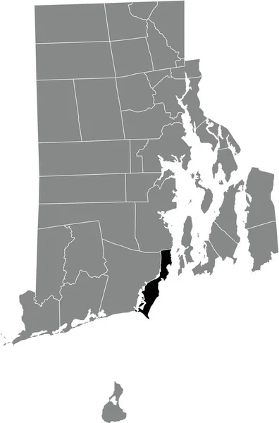 Carte Localisation Surbrillance Noire Narragansett Intérieur Carte Administrative Grise État — Image vectorielle