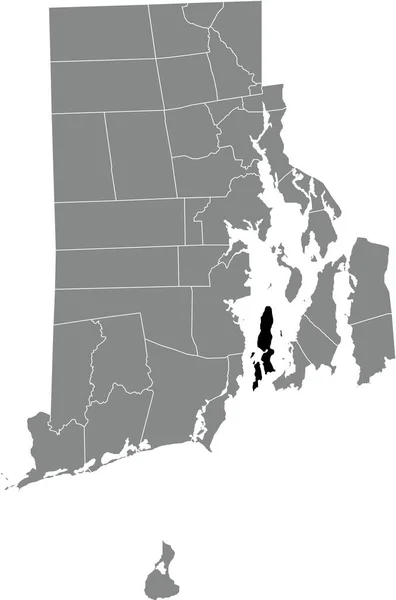 アメリカのロードアイランド州の灰色の行政地図の中のジェームズタウンの黒いハイライトされた場所の地図 — ストックベクタ