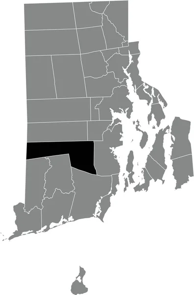 美国罗得岛联邦州灰色行政地图内的埃克塞特人的黑色醒目位置地图 — 图库矢量图片