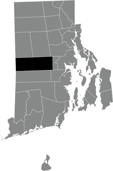 米国ロードアイランド州の灰色の行政地図の中にあるコヴェントリーの黒いハイライトされた場所 — ストックベクタ