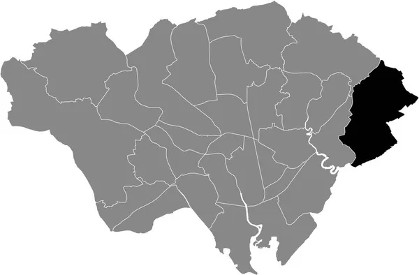 英国カーディフのウェールズの首都の灰色の都市部の地図内のローブリッジ選挙区の黒い場所の地図 — ストックベクタ