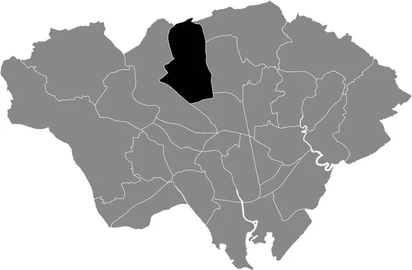 Czarna Mapa Lokalizacji Okręgu Wyborczego Rhiwbina Szarych Dzielnicach Miejskich Mapa — Wektor stockowy