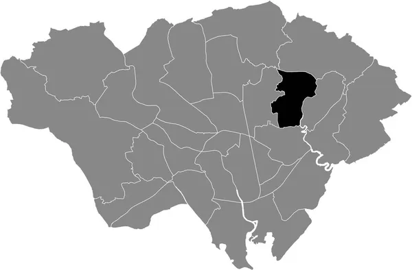 威尔士首都加的夫灰色城区内彭特温选区的黑人位置图 — 图库矢量图片