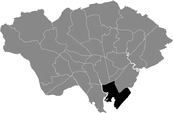 Mapa Ubicación Negro Sala Electoral Butetown Dentro Distritos Urbanos Grises — Archivo Imágenes Vectoriales