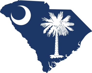 Simple flat flag administrative map of the Federal State of South Carolina USA clipart