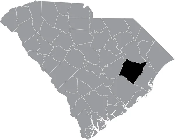 南カロライナ州の灰色の行政地図の中でウィリアムズバーグ郡の黒いハイライトされた場所の地図 — ストックベクタ
