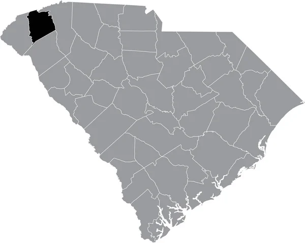 ピケンズ郡の黒いハイライトされた場所地図アメリカ合衆国サウスカロライナ州の灰色の行政地図 — ストックベクタ