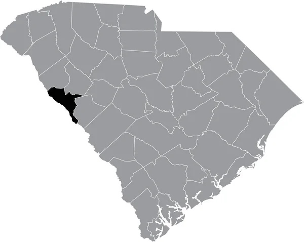 アメリカ合衆国サウスカロライナ州の灰色の行政地図の中にあるマコーミック郡の黒いハイライトされた位置図 — ストックベクタ